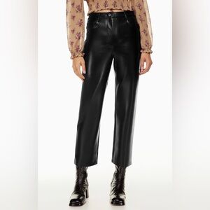 NWT Aritzia "Melina" Black Cropped Vegan Leather Pants Sz 10